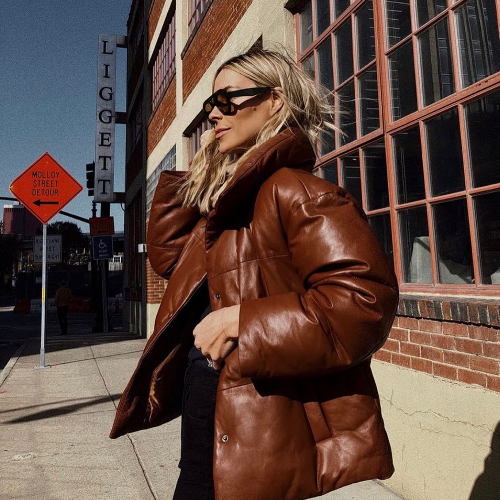 Bagatelle NYC Cognac Leather Puffer